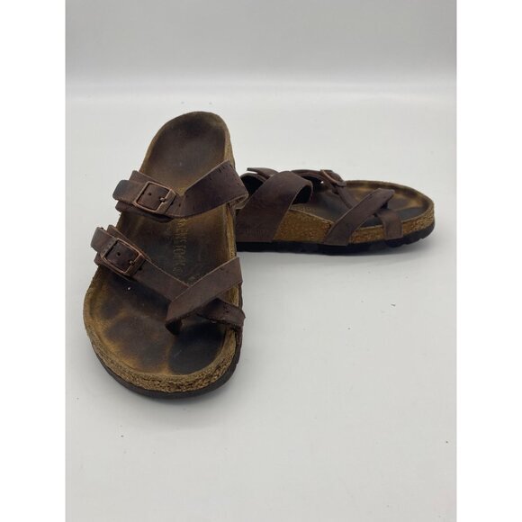BIRKENSTOCK Mayari Strappy Toe Loop Sandal Womens SZ 36 Cork Brown Leather - Picture 7 of 9